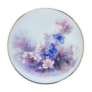 Vintage Teleflora Gift Lena Liu Blossoms and Butterflies Saucer